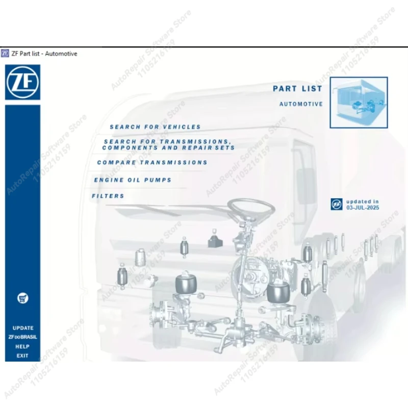 

2025.07 ZF система рулевого управления трансмиссией EPC Запчасти Каталог Программное обеспечение для автомобильного грузовика Инструмент для ремонта автомобилей Диагностические инструменты