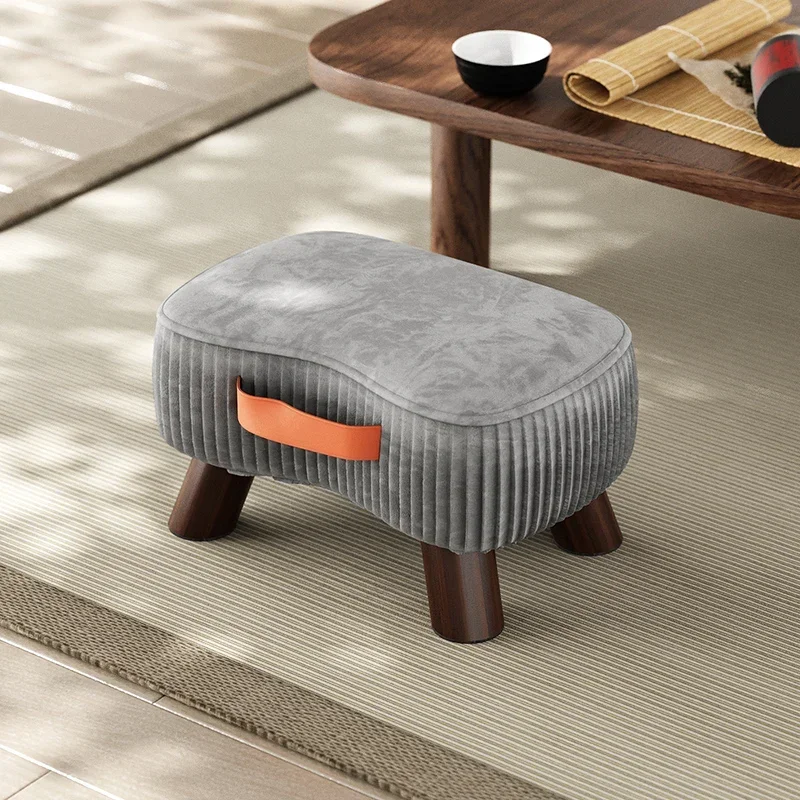 

Light Luxury Shoe Changing Stool, Household Doorstep Soft Bag, Solid Wood Small Stools, Simple Living Room Furniture