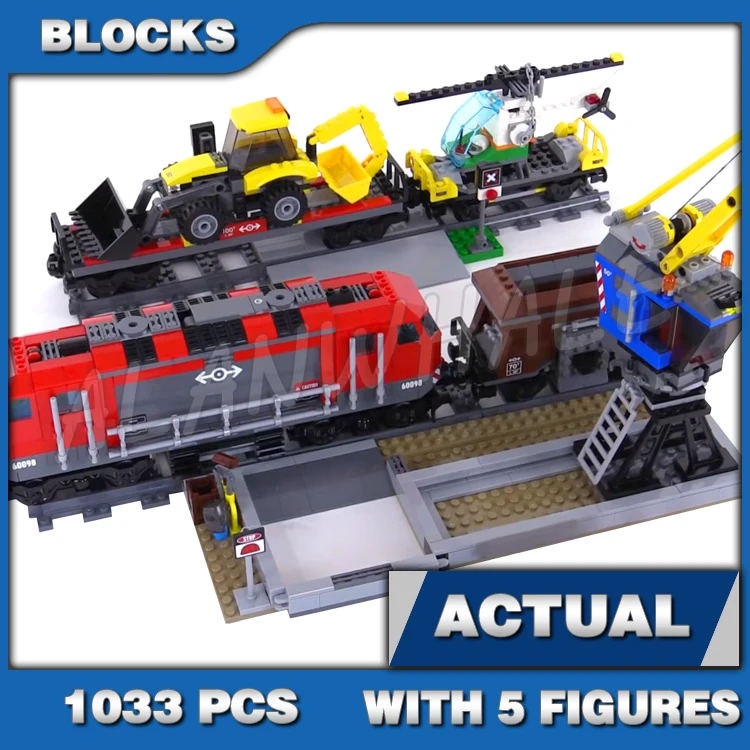 

1033 шт., городской поездный кран с тяжелым хомутом, гусеничный вертолет, бункер, экскаватор-угон, двигатель 02008, строительные блоки, игрушки, совместимые с моделью