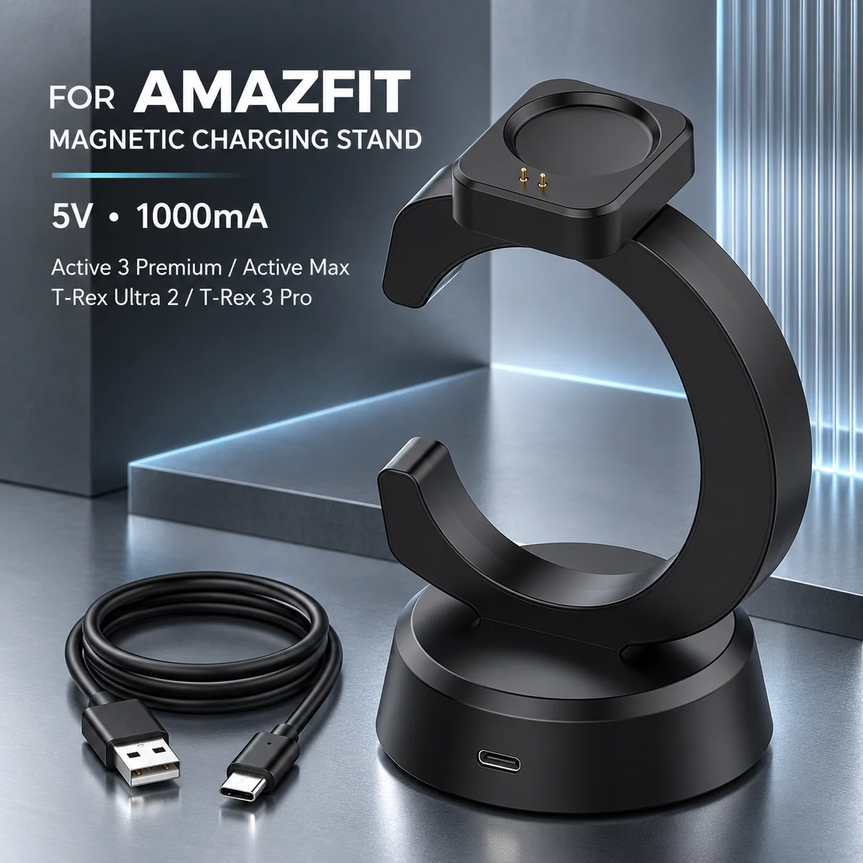 Stand Charger for Amazfit T-Rex 3/T-Rex 3 Pro/Balance 2/ Helio Strap Smartwatch Magnetic Watch Charger Charging Dock Adapter