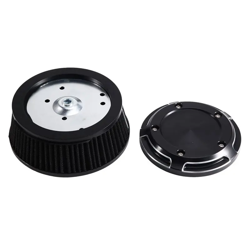 A11M-Air Cleaner Cover& Black For Motorcycles Touring Softail Fat Boy FLSTN Dyna 1999-2017 Black Air Filter