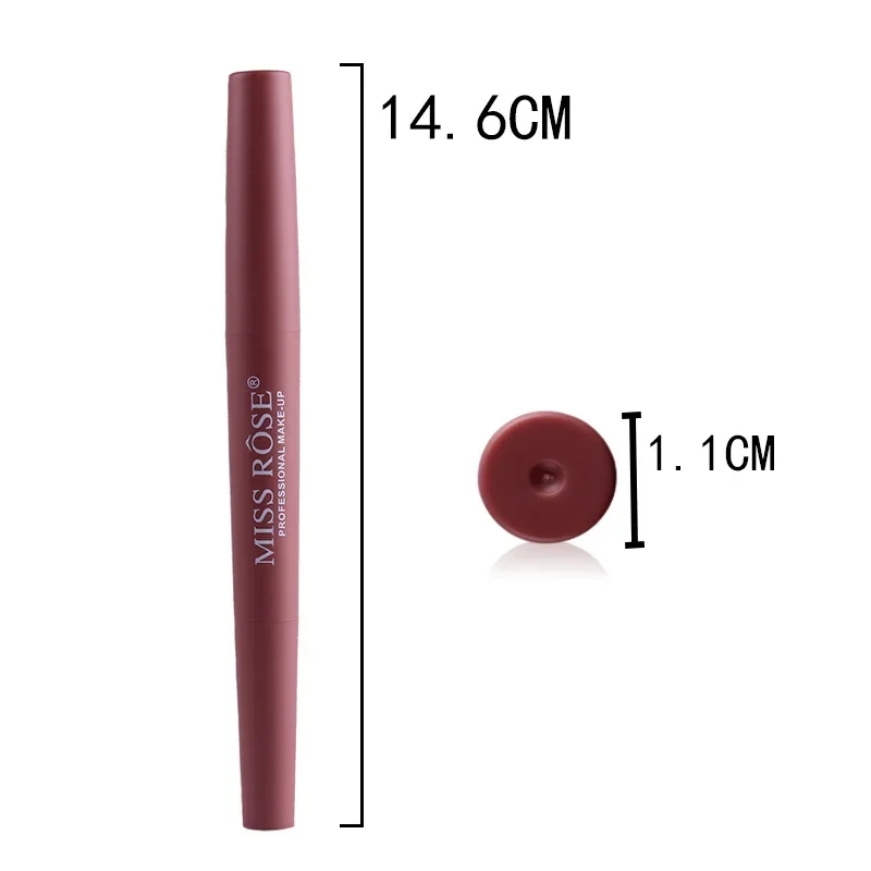 MISS ROSE Multi-function Double-ended Lipstick Pen With a Lipstick Pen a Lip Liner Pen Convenient Stylish Longlasting Waterproof