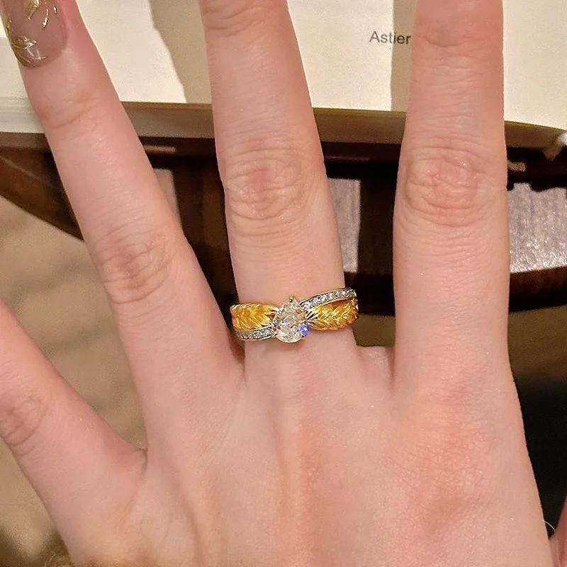 Inspiration water droplet gemstone rings for women light luxury brushed pear shaped engagement ring adjustable wedding jewelry