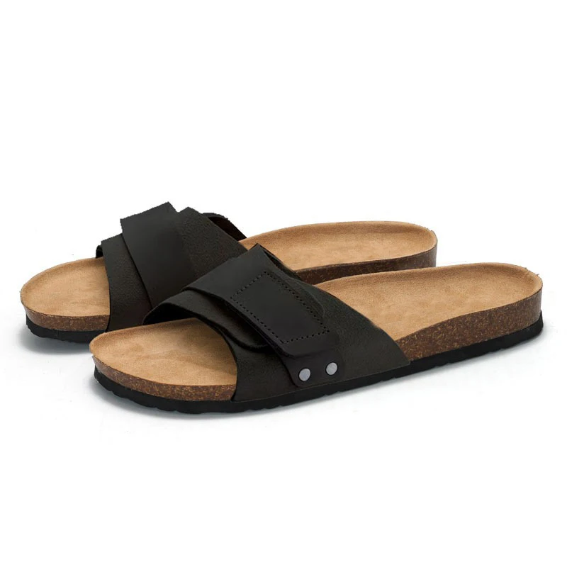 Men's Cork Slippers Breathable Comfort Sandals Summer Flip Flops Muller Outdoor Anti Slip Shoes Youth Casual Beach Fashion