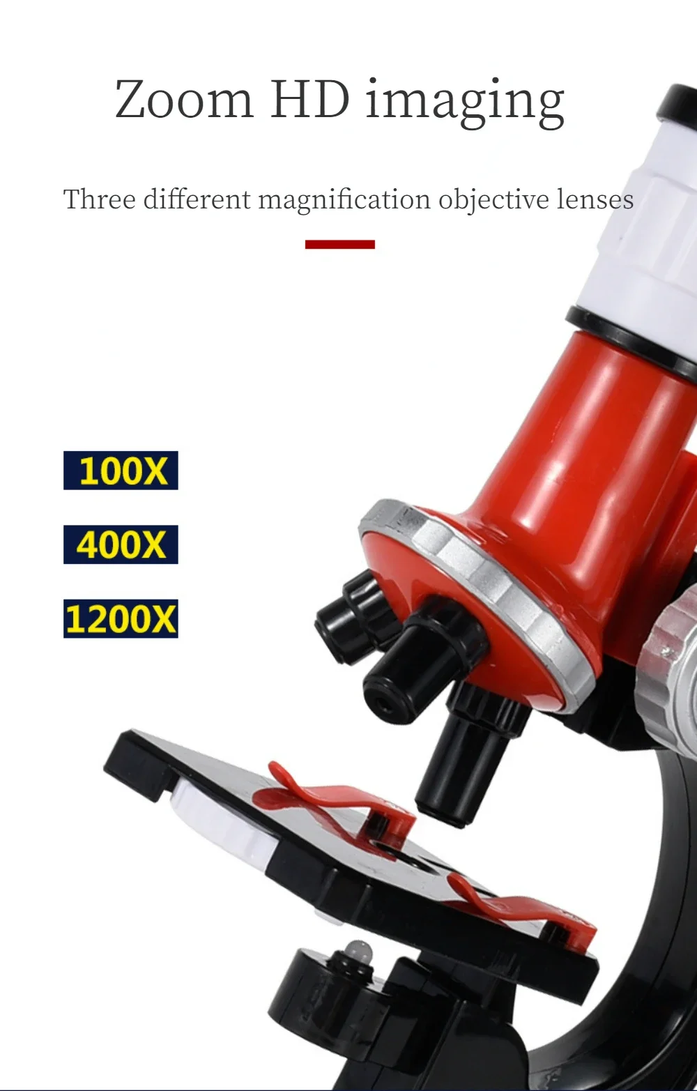 Biologisches Mikroskop-Set für Kinder mit Objektträgern, LED, 100x-400x-1200x, Verfeinerte Wissenschaftliche Instrumente, Spielzeug-Set, Geburtstagsgeschenk – Detail 8