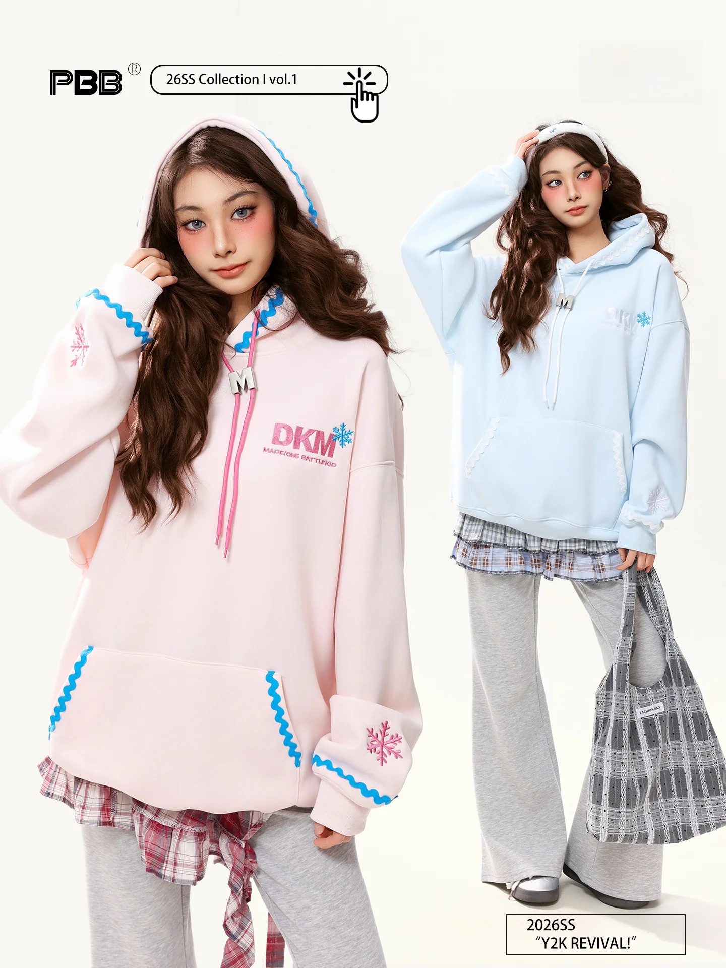 

Женская толстовка PBB в американском ретро-стиле с вышивкой снежинок, повседневная, для пар, свободного кроя, с длинными рукавами, из смесового хлопка и полиэстера