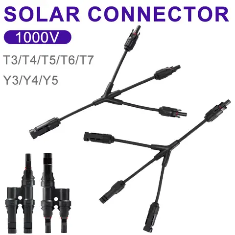 1000V Y 유형 광전지 태양광 커넥터 2.5/4/6mm² 배터리 모듈 30A T 유형 3/4/5/6/7 웨이 분기 PV 태양광 커넥터
