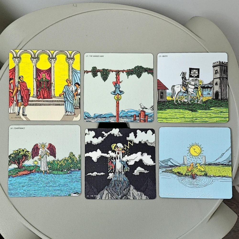 

7*7cm - RWS Wide Angle Tarot, 78 Pcs Cards + 2 Specials Frame Cards Printed on 350GSM Double-embossed Cardstock