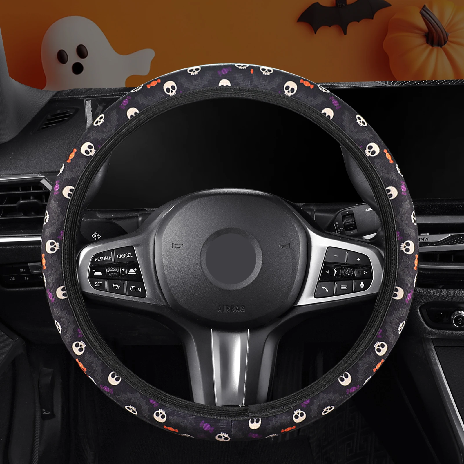 Halloween Limited Edition Car Steering Wheel Cover Universal Fit Most Models Wear-Resistant Non-Slip Design No Inner Ring