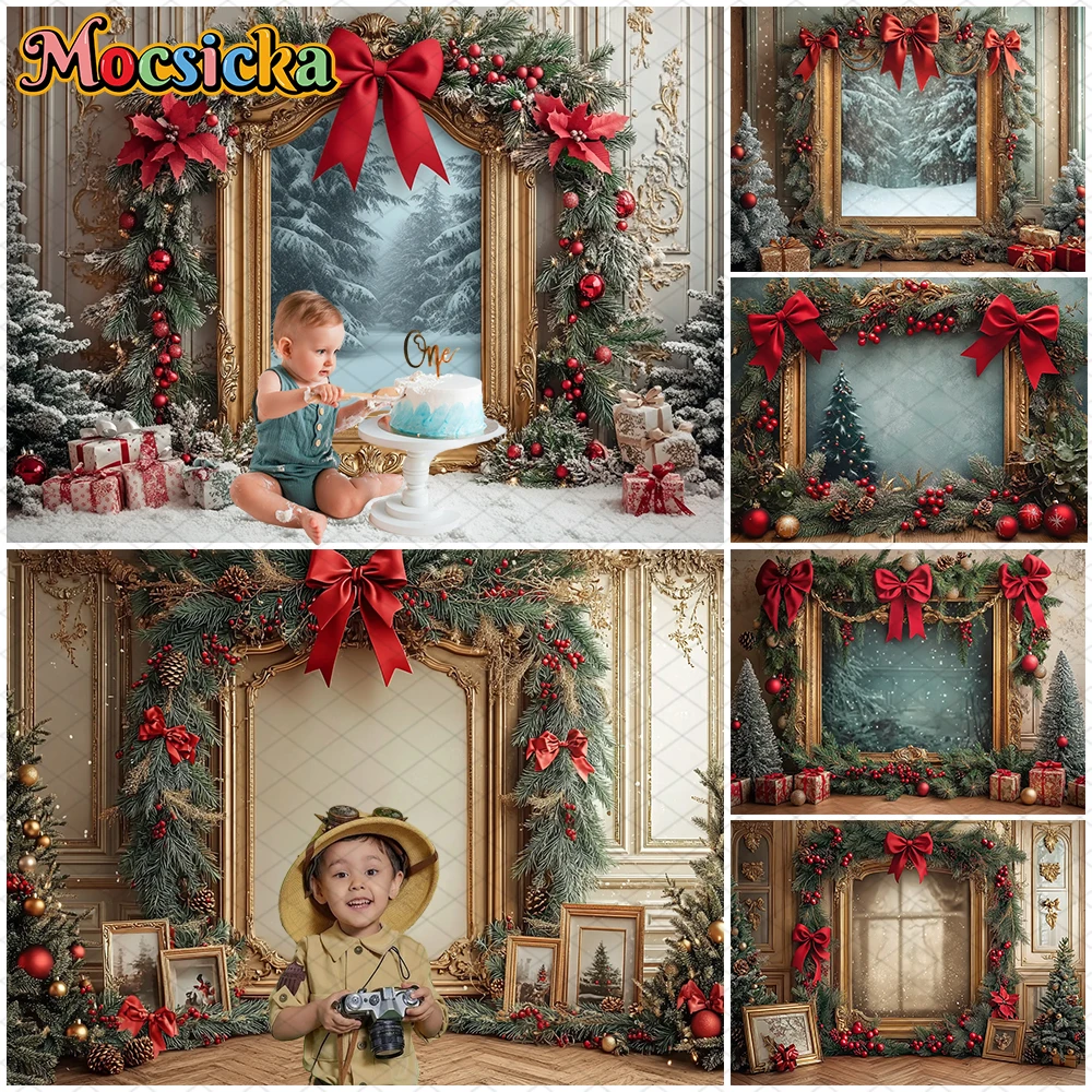 

Mocsicka Christmas Backdrops Photography Winter Xmas Tree Palace Wall Decor Party Child Portrait Photo Backgrounds Studio Banner