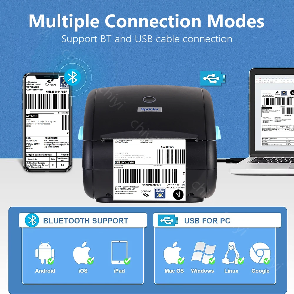 Xprinter 422BT Stampante per etichette di spedizione Stampante termica per etichette wireless per stampante termica per adesivi aziendali Etichettatrice da 20-115 mm