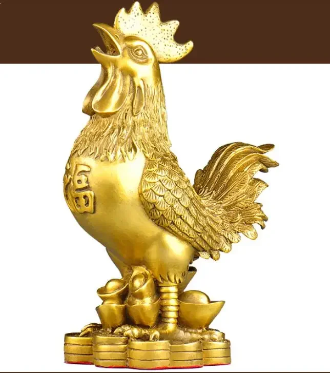 Pure copper chicken, large size golden   copper rooster, Yuanbao  household office decoration, hand