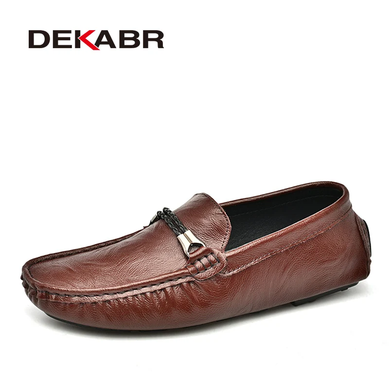 DEKABR Brand New Men Casual Shoes Men Leather Loafers Soft Moccasins Non-slip Flats Driving Shoes Fashion Men Shoes Size 38-47