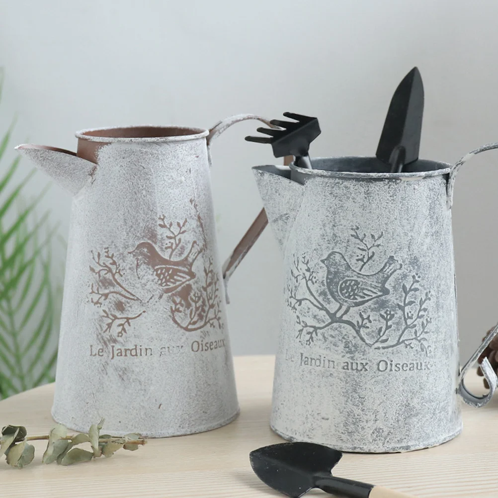 

Garden Tin Bucket Flower Arrangement Bucket Vintage Iron Plated Rust Resistant Wear Resistant Decorative Planter for Home