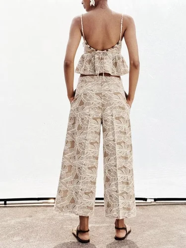 Imagen 2 del producto Pantalones cortos de cintura alta con tirantes y temperamento bordado para mujer, estilo europeo y americano, verano 2025, 2025