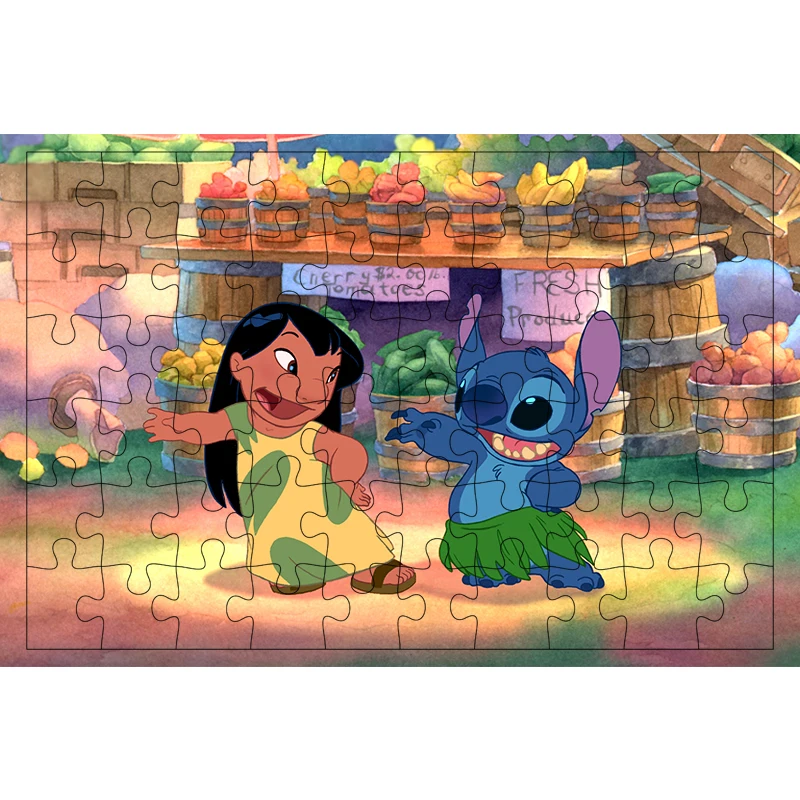 Disney Cartoon Lilo&Stitch 300 500 1000PCS Puzzle Game Happy Harmony Dancing Pictures Jigsaw For Teens Fans Like Room Ornaments