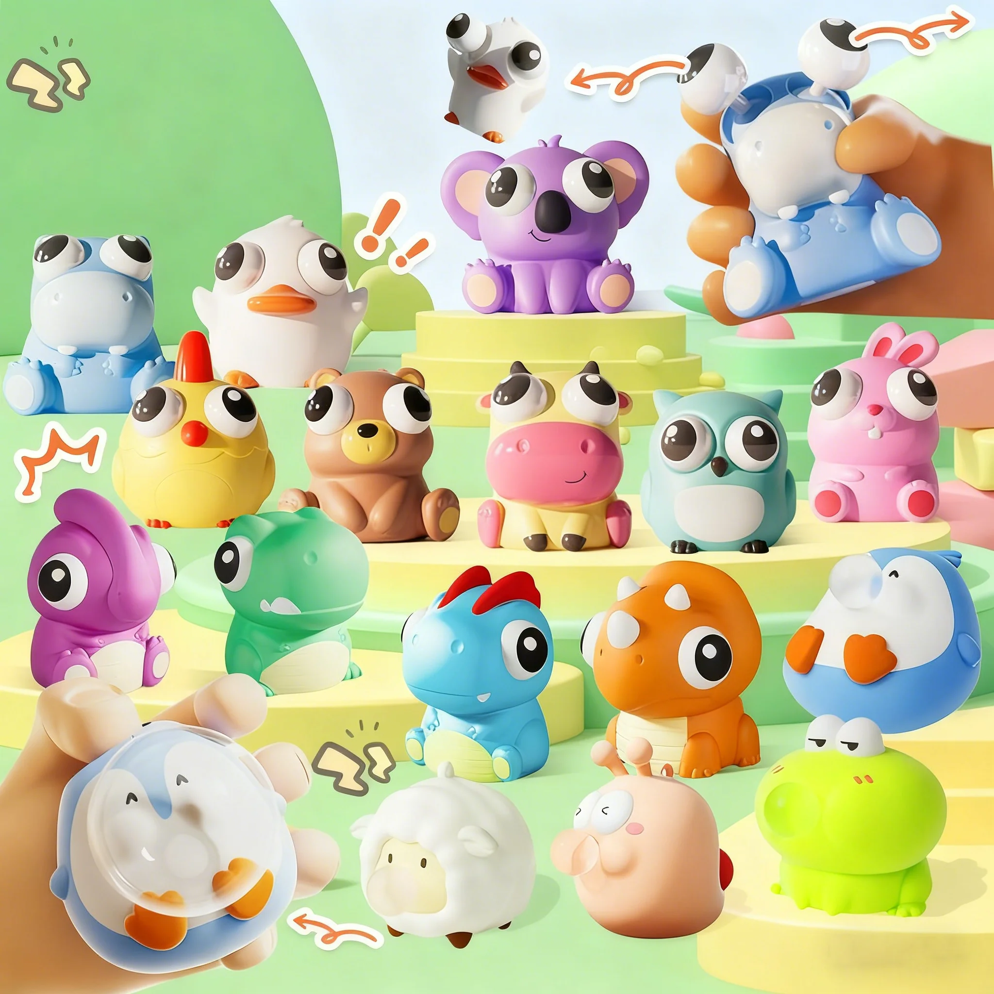 Eye-Popping Squeeze Toy Stress Relief Squishy Fidget Sensory Bouncing Toys Squeezable Staring Eyeball Fruit Animals Kid Gift