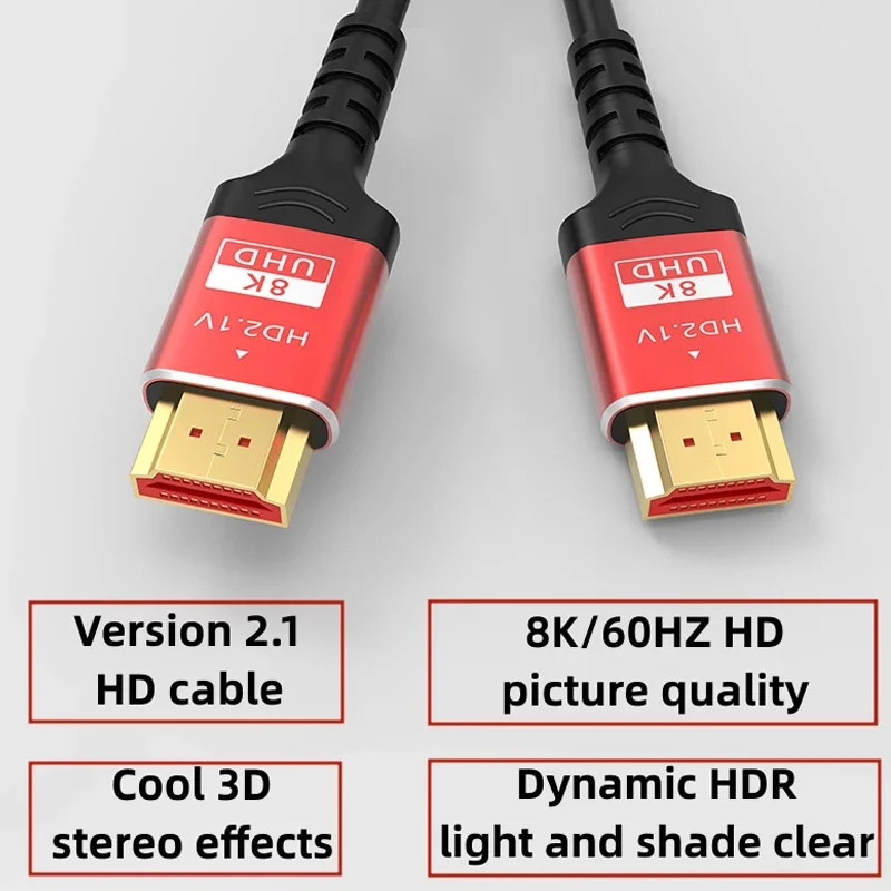 1M 1.5M 2M 8K HDTV Cable for Xiaomi TV Box PS5 Ultra High Speed Compatible 8K@60Hz HDTV 2.1 Cable 48Gbps eARC Dolby Vision