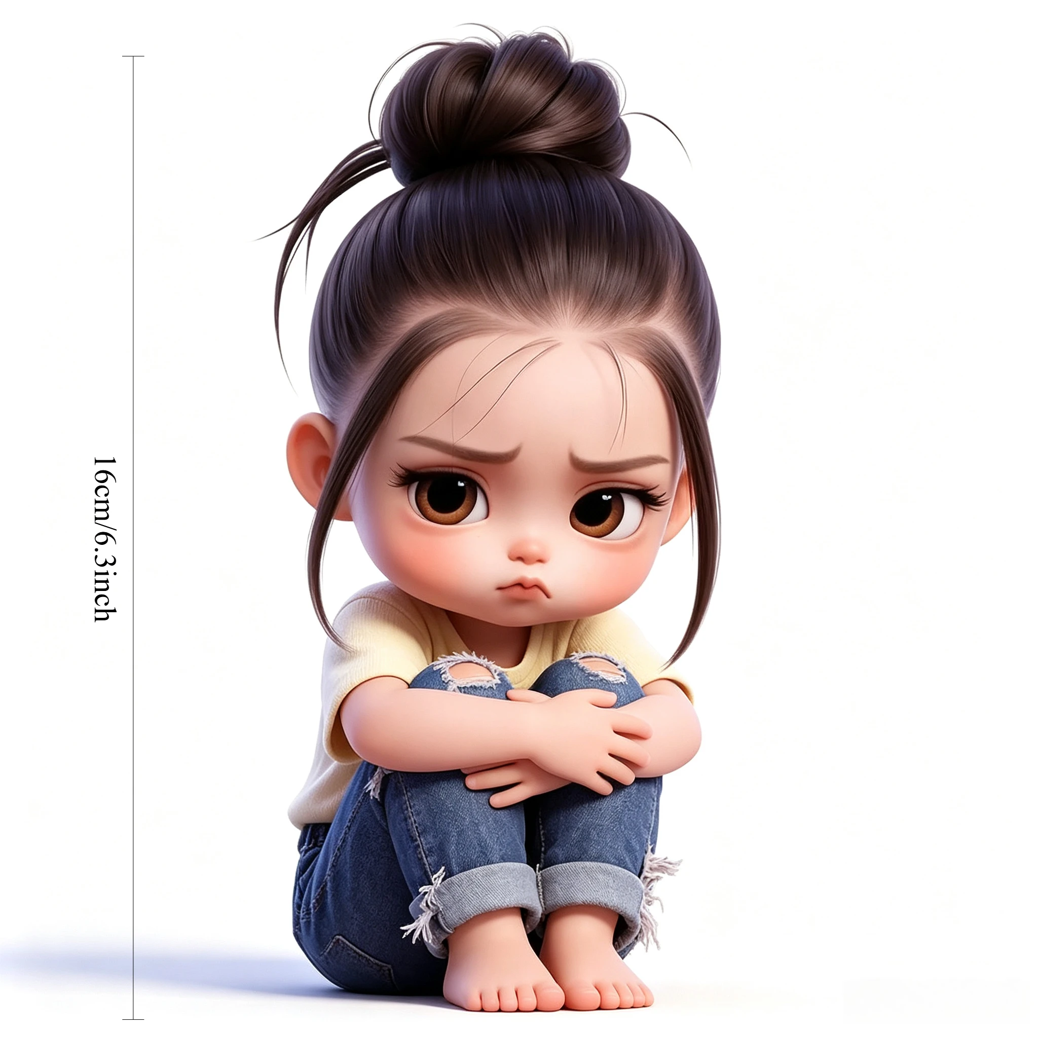 Angry Cute Girl with Side Eye Sticker, Waterproof Vinyl Decal for Car, Laptop, Smooth Surfaces & Bottle