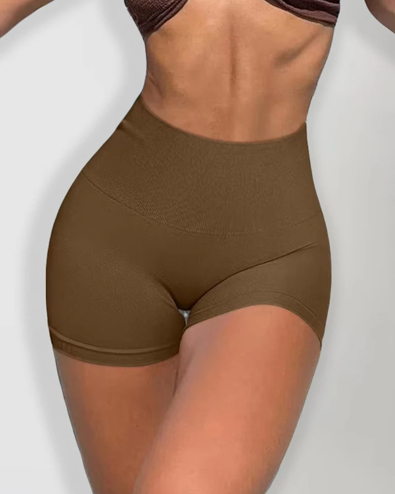 New Summer Seamless High-waisted Hip Lift No Awkward Line Yoga Sports Shorts for Women