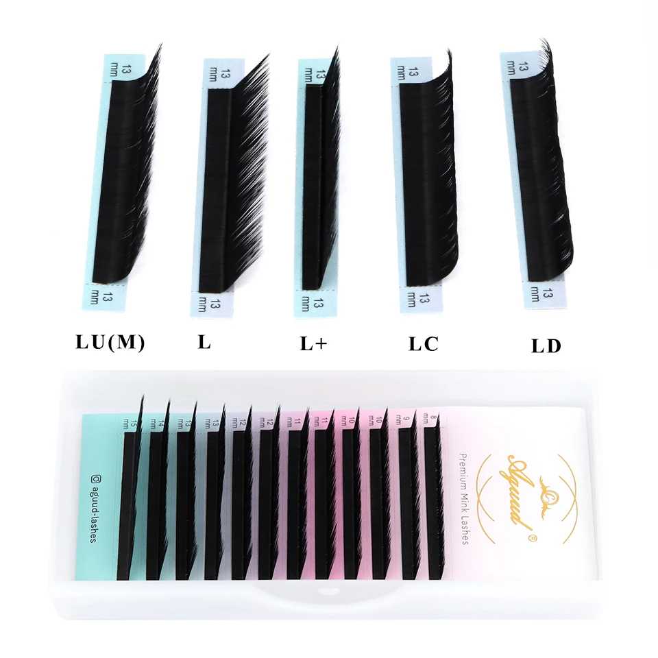 

AGUUD L+/M/LC/LD/ L Eyelash Extensions Matte Black 8-15mm False Individual Eyelash Soft Silk L+/LU/M Curl Makeup Lash Extension