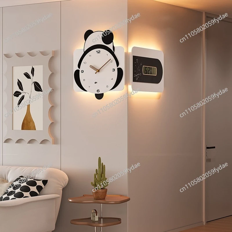 Panda Wall Clock Swing Feet New Simple Modern Living Room Clock Dining Room Silent Clock