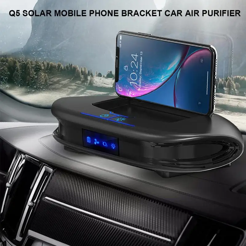 Multifunctional 3 In 1 Mini Air Freshener Solar Mobile Phone Holder Car Air Purifier vehicles homes offices leisure place