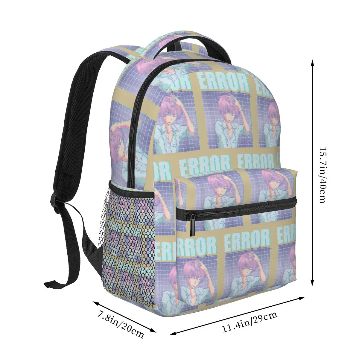 Glitched Aesthetic Error Boy Anime Art By Merch Backpack Student Boys Girls BookBag Children School Bag Laptop Shoulder Bags