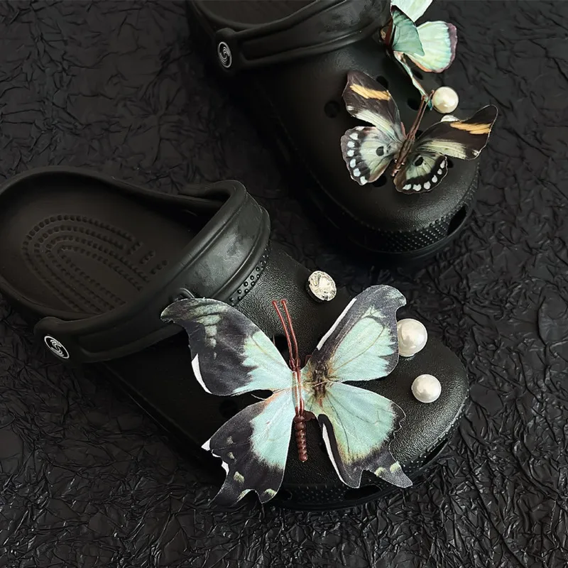 Fabric Butterfly Bow Sports Sandals Accessory DIY Artificial Flower Decorative Accessory Shoe Flower Slippers Color Buckles