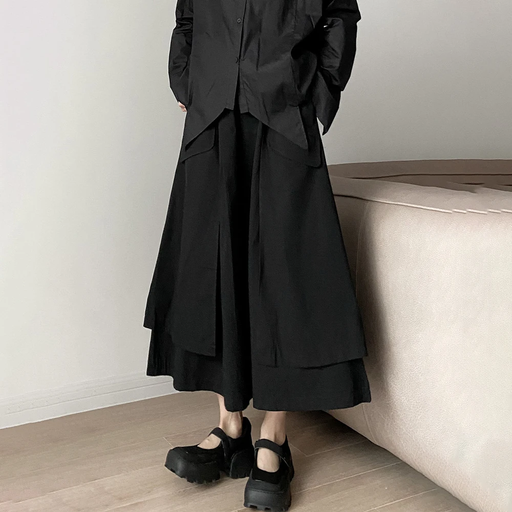 Men Y2k Irregular Pants Solid Joggers Streetwear Skirts Pants Wide Leg Samurai Trousers Hakama Male Loose Punk Pantalon 2024