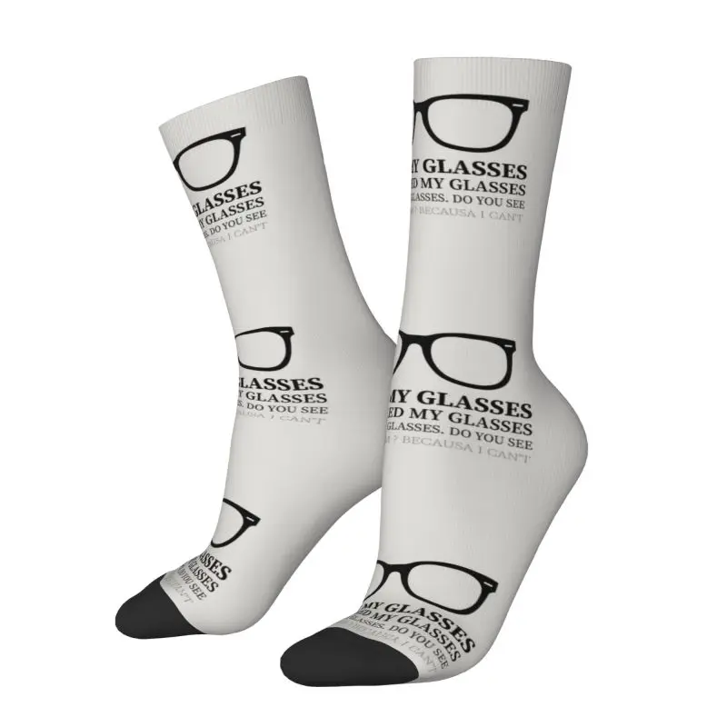 Funny Geek Lost My Glasses Dress Socks Men Women Warm Fashion Novelty Optometrist Crew Socks