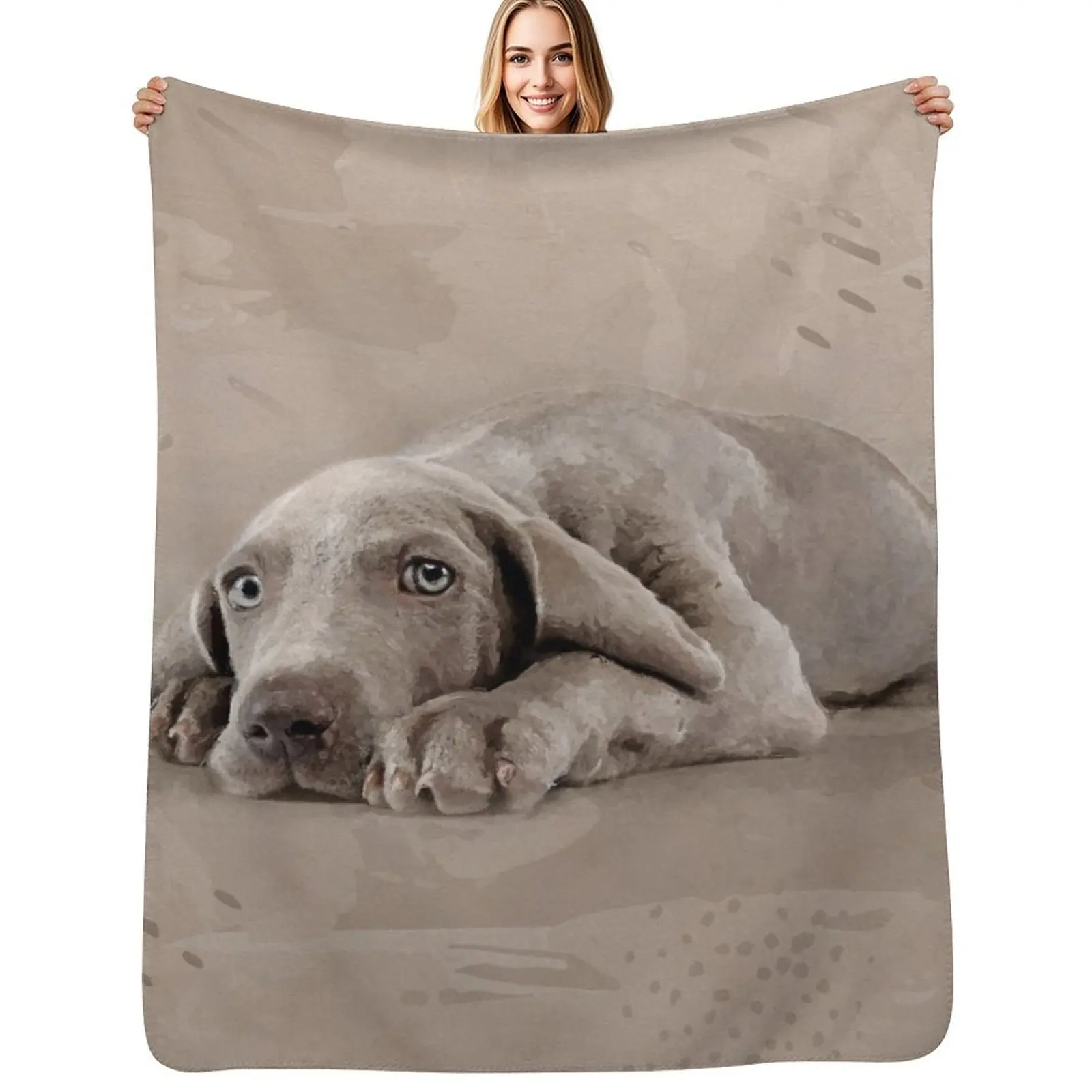 Weimaraner puppy Throw Blanket christmas gifts Warm Furry Bed For Baby Bed covers Blankets
