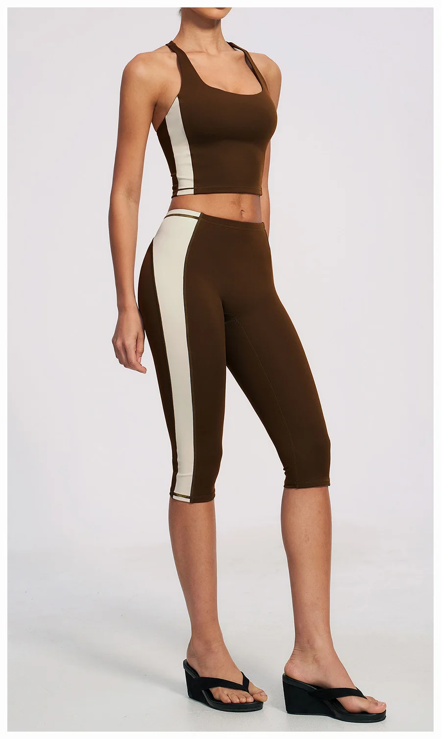 Yoga-Set 2-teilig Workout-Outfit Damen Trainingsanzüge Fitness-Weste Kurze Sporthose Ärmellose Capri-Hose Sportbekleidung Sport-BH Kleidung – Detail 17