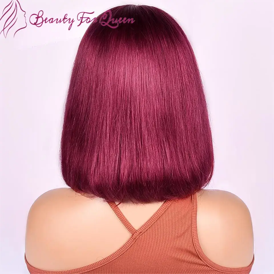 

Бразильский парик из натуральных волос, 200% плотность, темно-фиолетовый, прямой, короткий боб, для косплея, с прозрачной кружевной передней частью, предварительно выщипанный