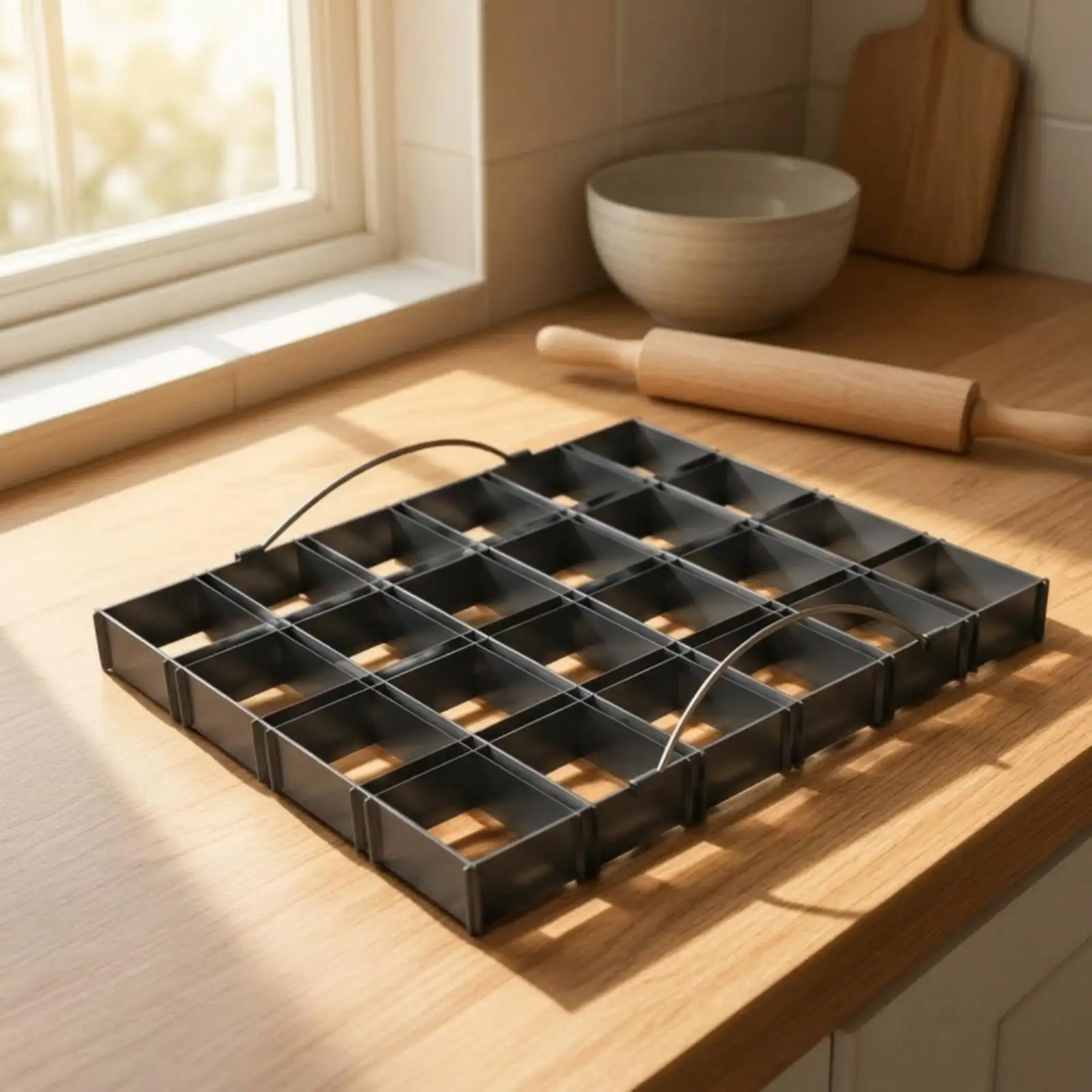 Stackable Baking Tray Set for Kitchen Cookie Molds Rectangular Grid Pan for Brownies Bars Biscuits Pastry Homemade Treats