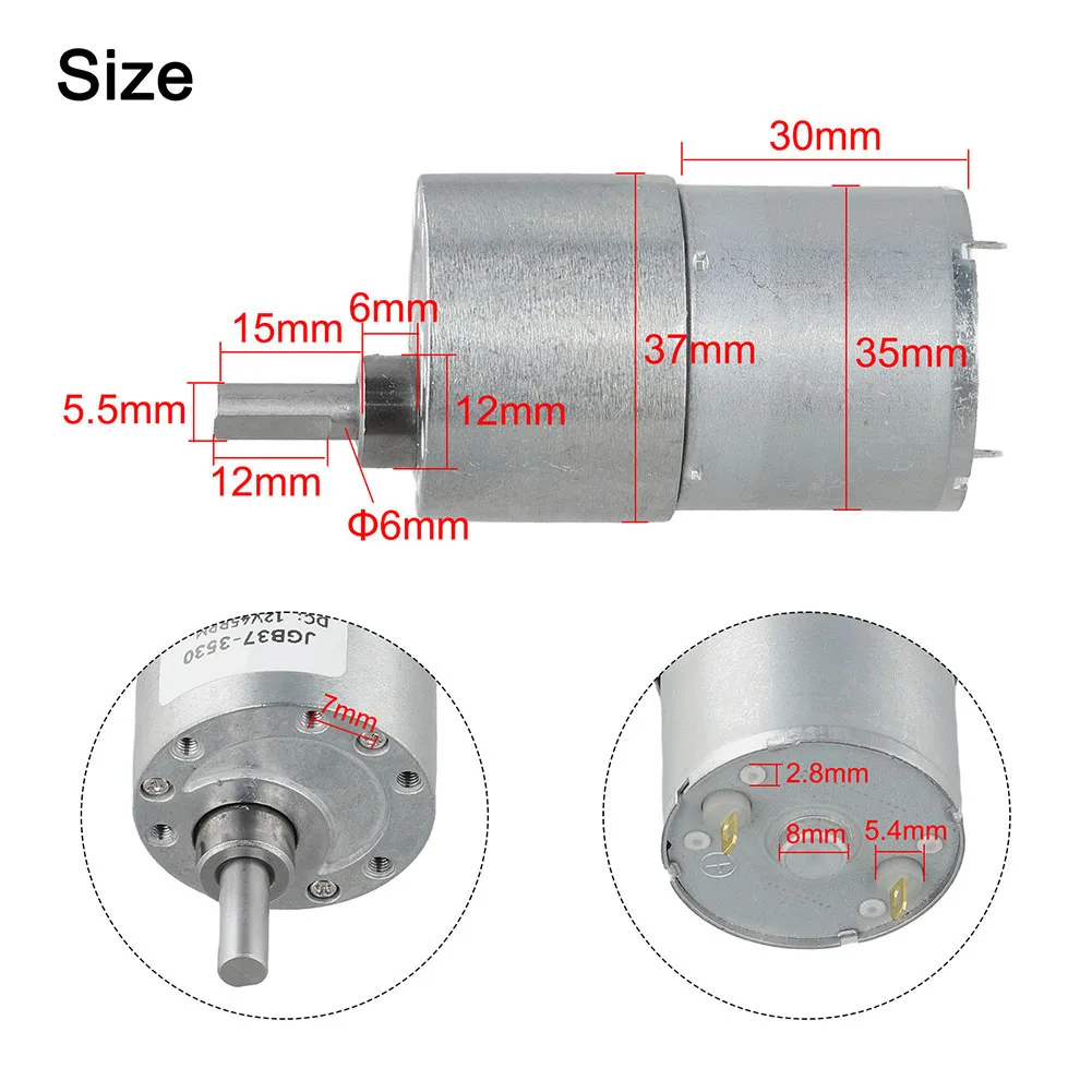 JGB37 3530 24V 107RPM Motor with All Metal Gears and Pure Copper Rotor for Enhanced Conductivity and Durability