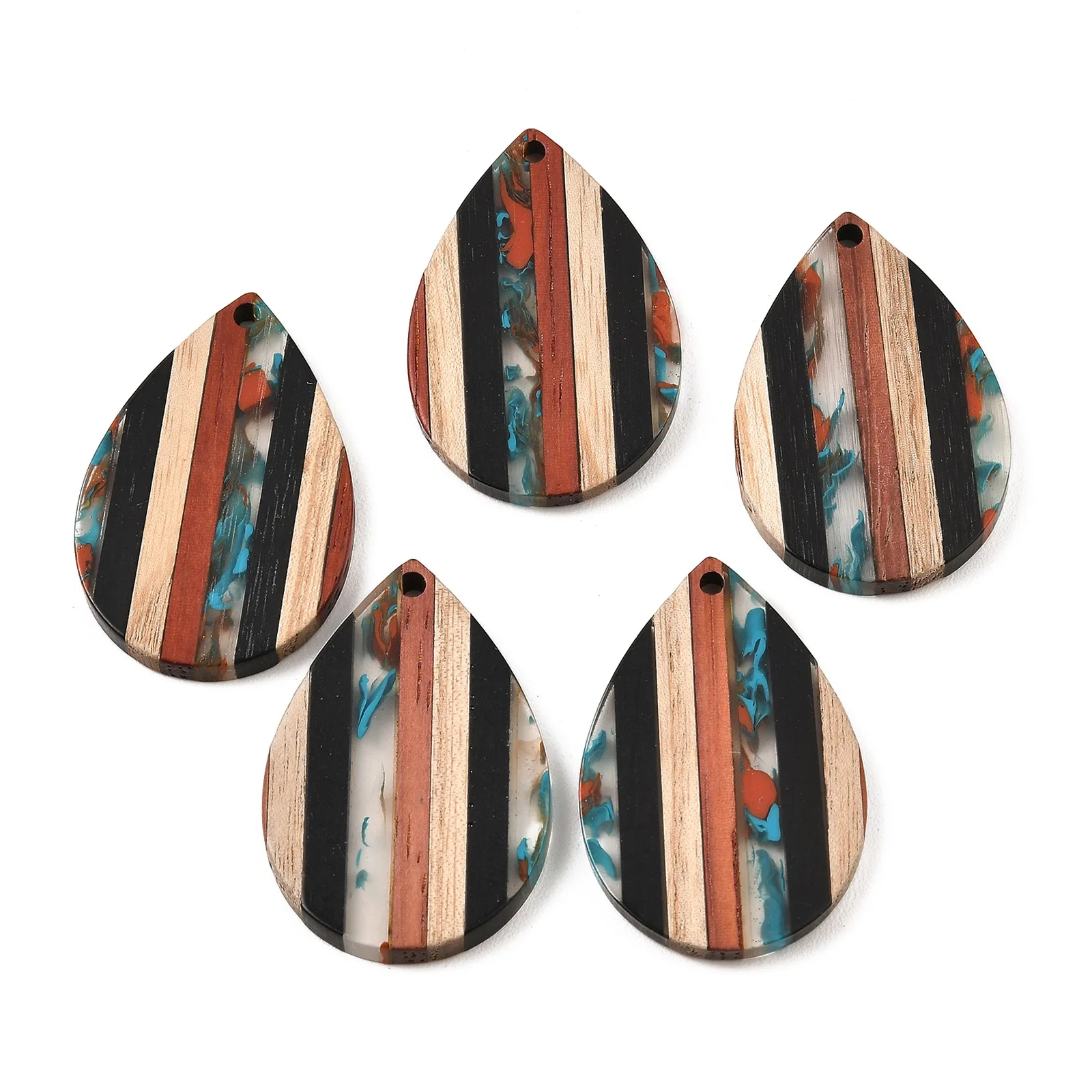 20pcs Transparent Resin Natural Wood Pendants Geometric Dangle Charms for Jewelry Making DIY Vintage Keychian Earrings Supplies