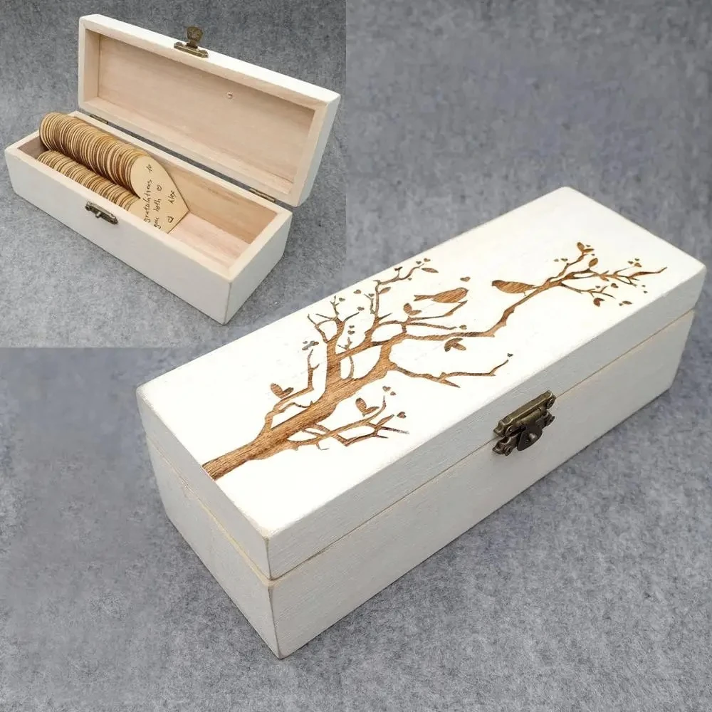 كتاب الضيوف الشخصي، صندوق تذكار زفاف ريفي بديل، دفتر زفاف خشبي محفور على شكل قلوب صندوق قطرة