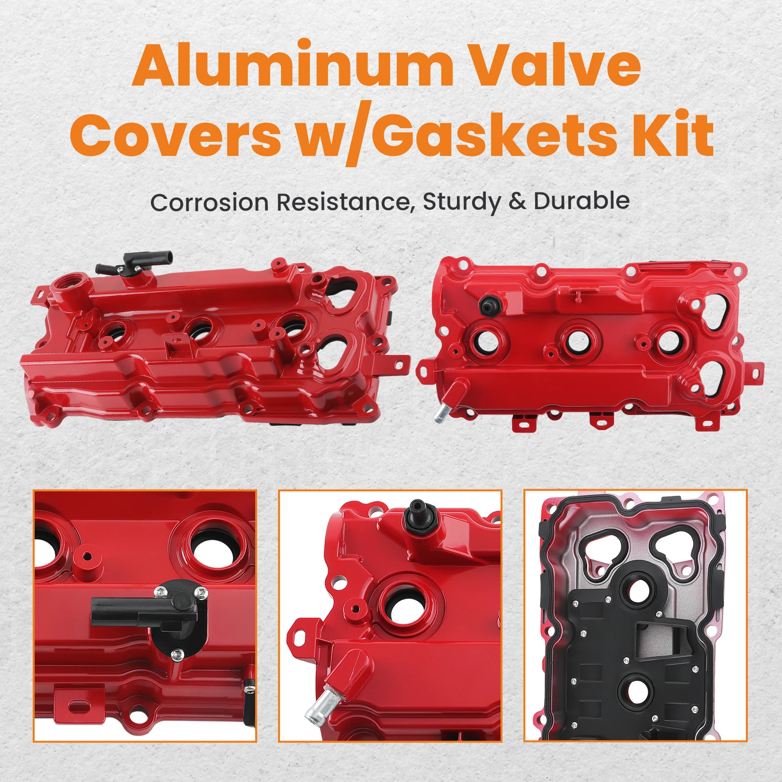 Aluminum Engine Valve Cover w/ Gaskets Set RH & LH for Nissan Murano 3.5L  2015-2020   3264-9N00A 13264-9N00B