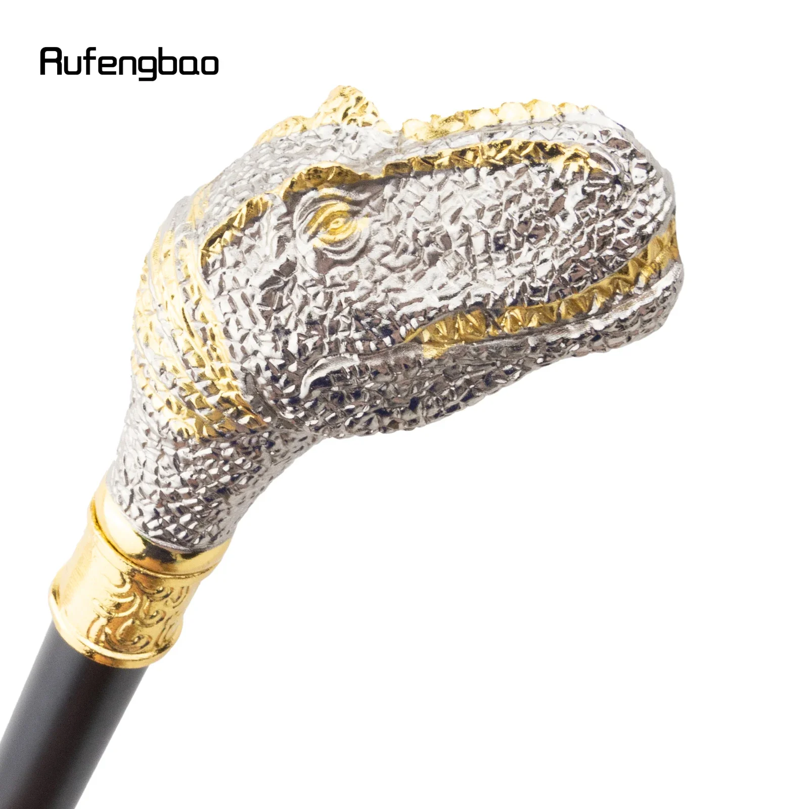 Golden White Dinosaur Gentleman Walking Cane Fashion Walking Stick Gentleman Crosier Knob Walking Stick 95cm