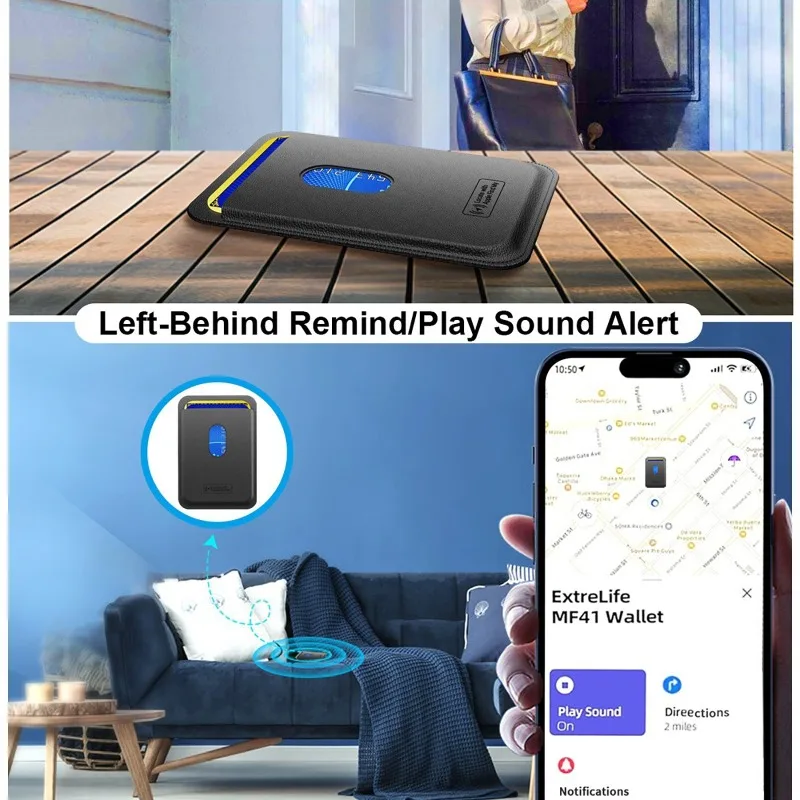 محفظة جهاز مكافحة خسر Find My المدمج في Find My Location Wallet Tracker Tag لـ 12/13/14/15/16/17 مع إعادة الشحن اللاسلكي