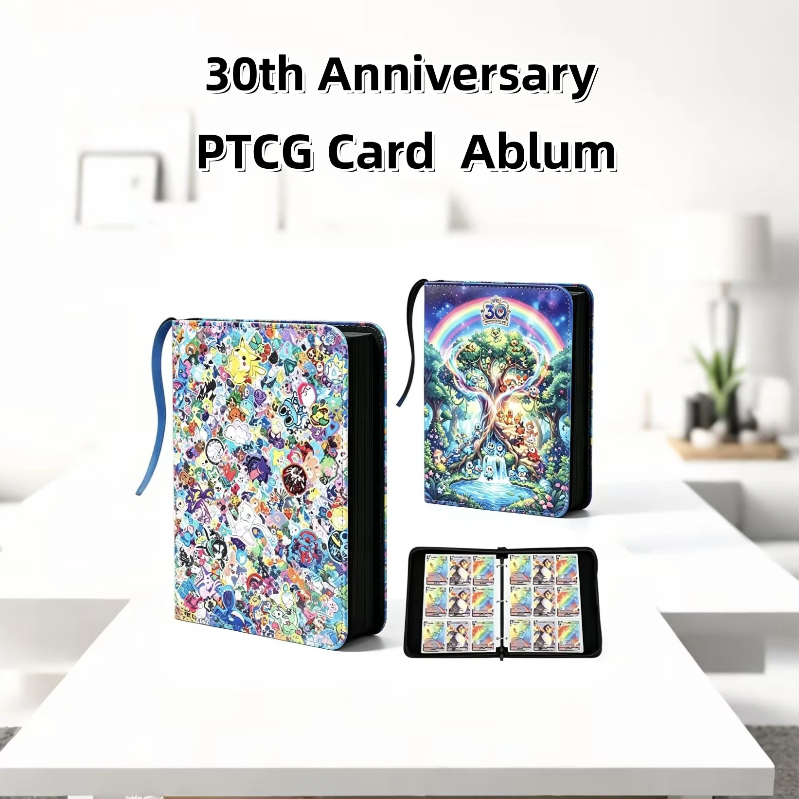 30th-anniversary-pokemon-trading-card-binder-pu-leather-zipper-card-album-large-capacity-pockets-tcg-collectible-card-book-gift