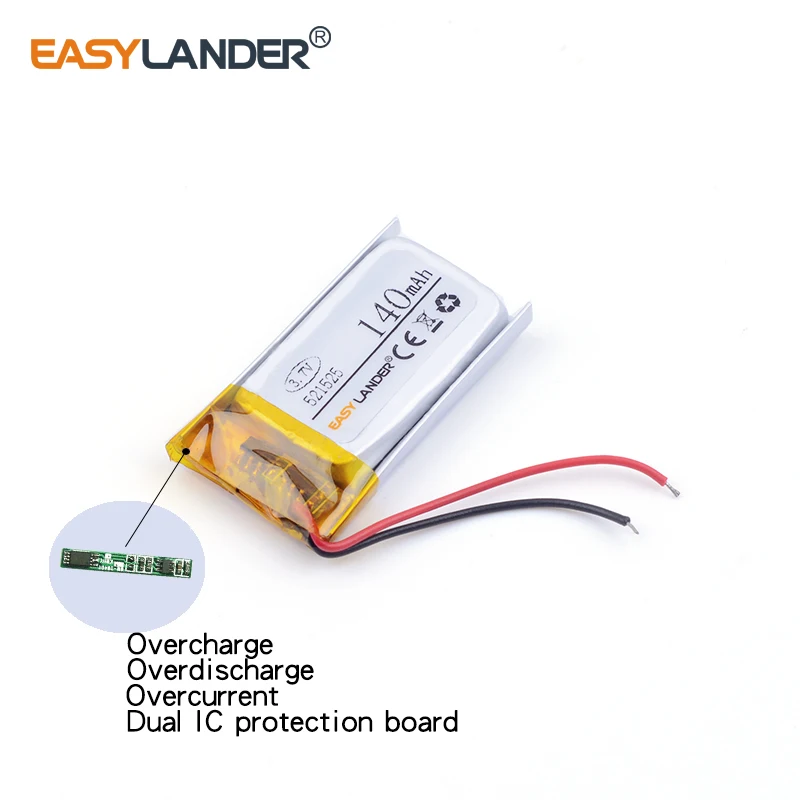521525   3,7 V 140 mAh 501525   Wiederaufladbarer Lithium Li-Ion Li-Polymer-Akku