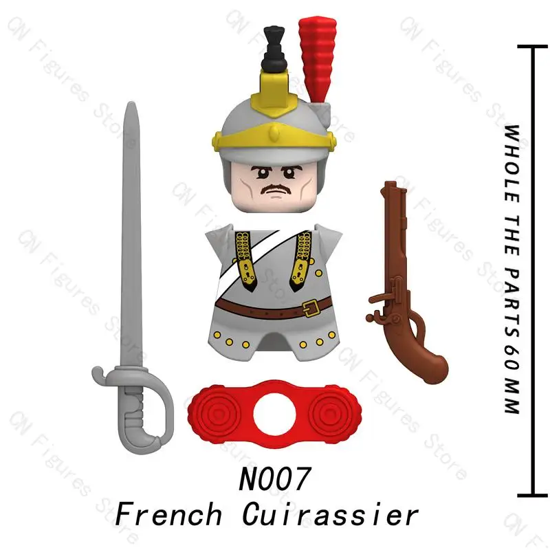 Napoleonic Wars French Fusilier Cuirassier Dragoon Building Blocks Action Figures Accessories Sword Head Children Toys Gift N004