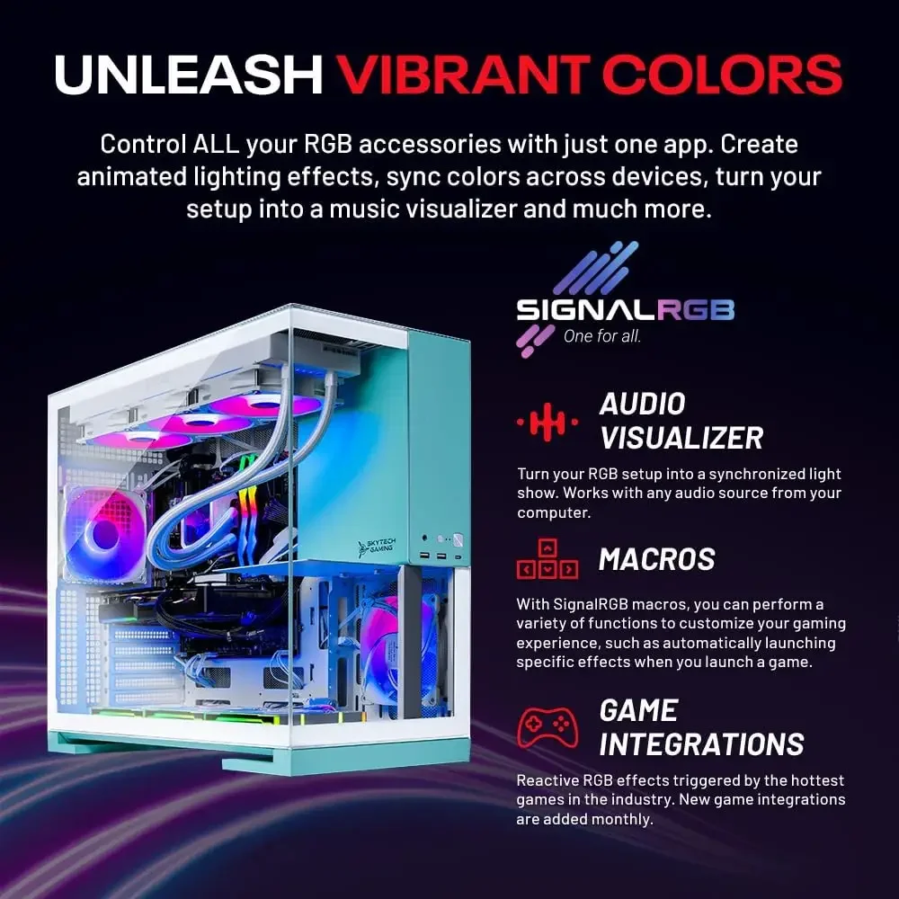 PC Desktop Skytech Gaming Aqua, Ryzen 7 9800X3D 4.7 GHz (5.2 GHz Turbo), NVIDIA RTX 5080 16GB, 2TB Gen4 NVMe SSD, 32GB DDR5