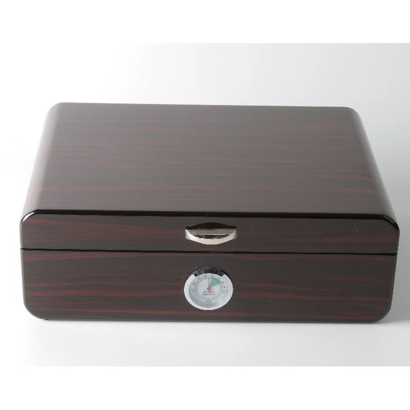 Spanish Cedar Wood Interior Cigar Royal Desktop Humidor Box for 25-50 Cigars, Cigarette, Tobacco Accessories