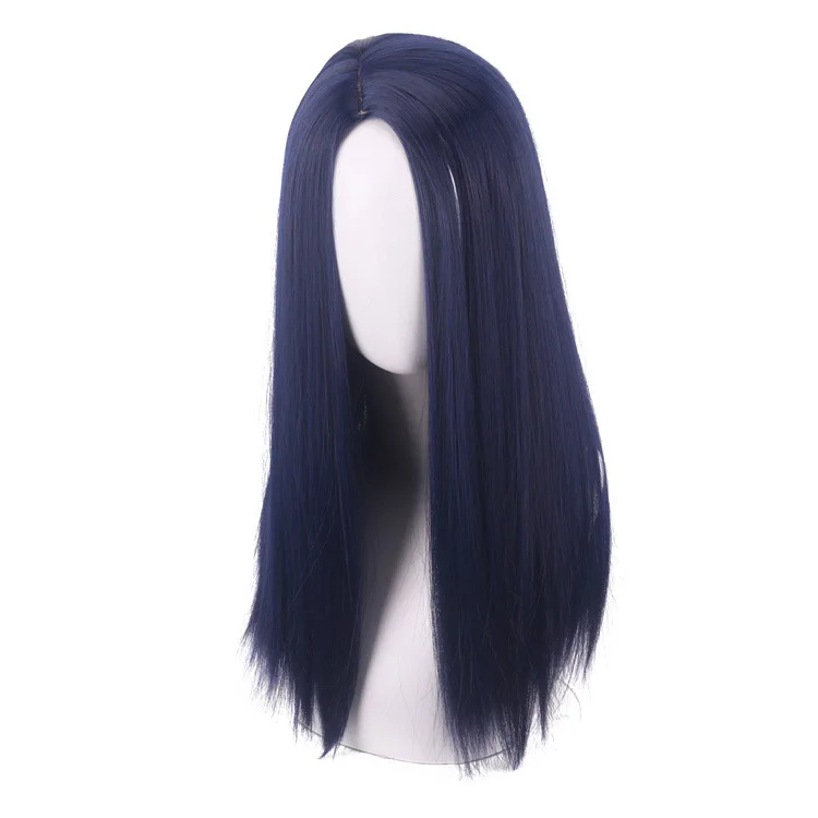 Synthetic Cosplay Wig Black Blue Side Part Long Wavy Fashion Costume Party Style Cait-lin Inspired Hairpiece Anime Synthetic