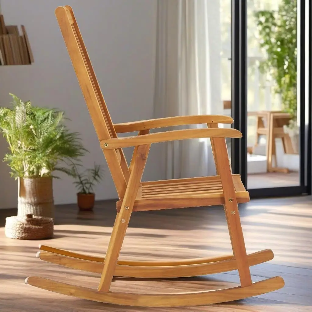 

Cozy Acacia Wood Rocking Chair with Comfortable Cushions - Perfect for Relaxation