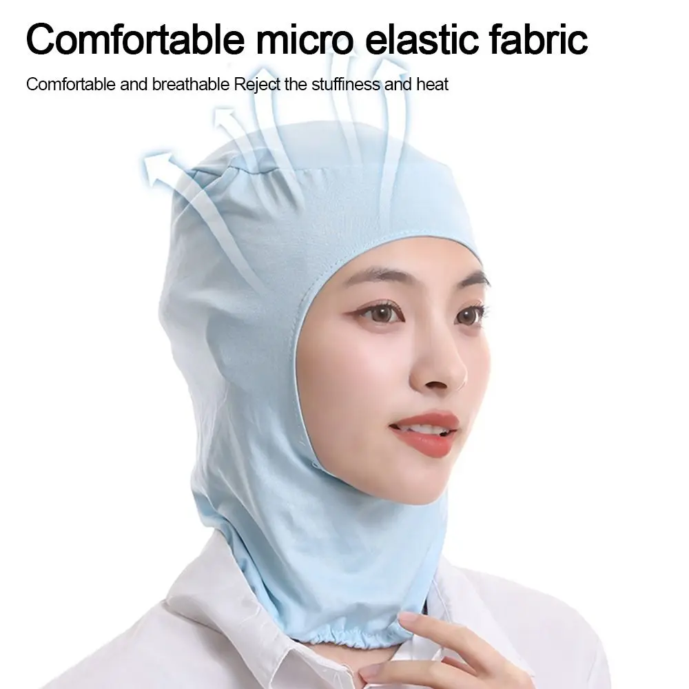 New Elastic Dust Proof Cap Neck Protector Solid Color Work Cap Breathable Workshop Cap Food Factory