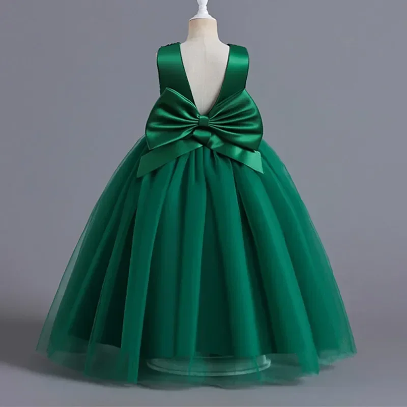 Ceremony Costume for Girls 2024 Green Festival Princess Wear Birthday Elf Dress Up Dress for Teen Girl Baptism Tutu Elegant Gown